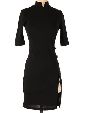 SHEIN Black Side-Slit Bodycon Mini Dress